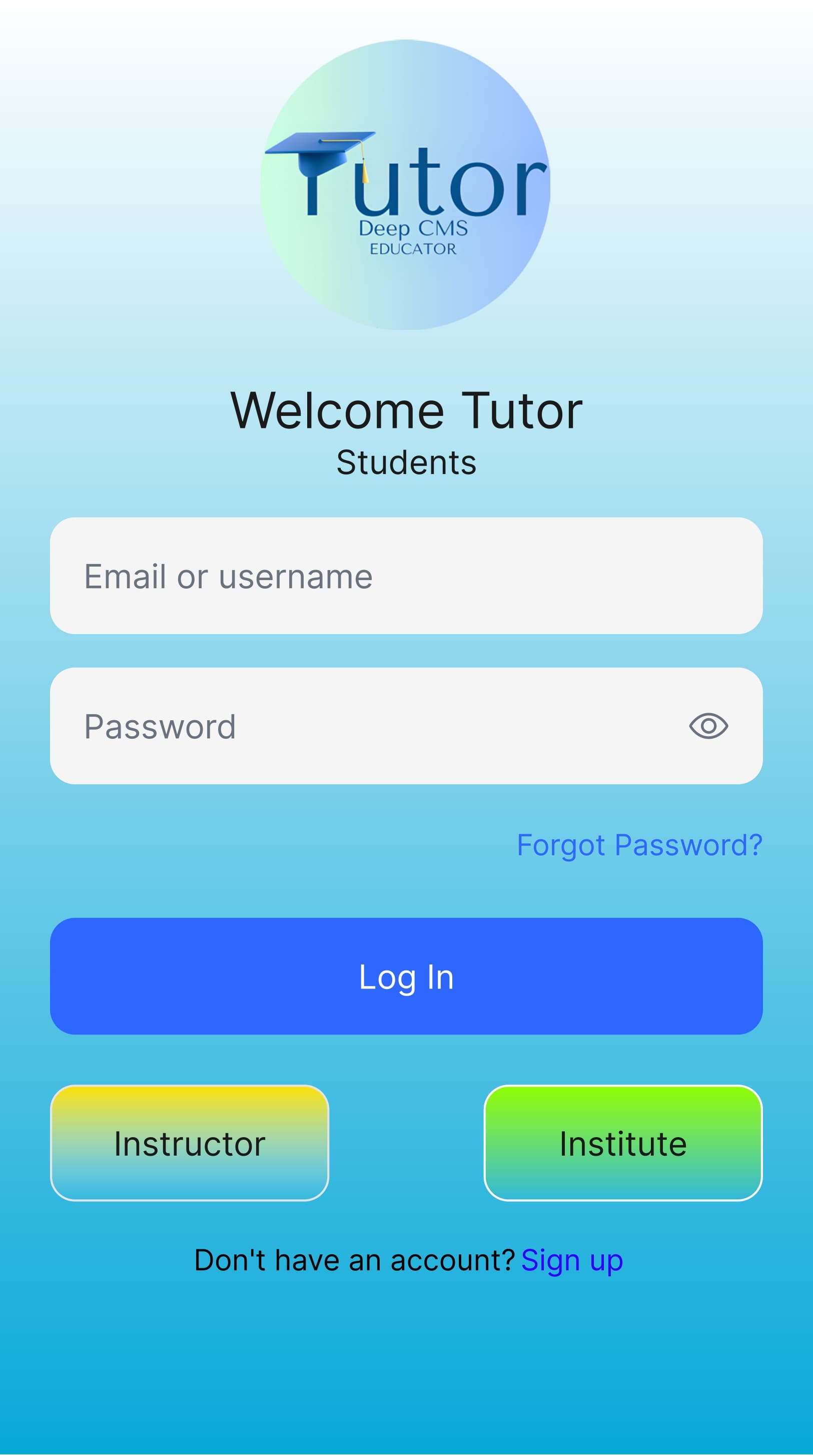 Tutor Home Screen